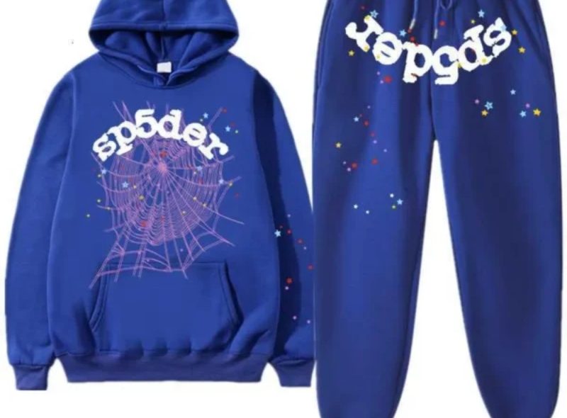 Blue Classic Flame Logo Sp5der Tracksuit