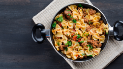 One-Skillet Cheesy Ground Chicken Pasta Recipe